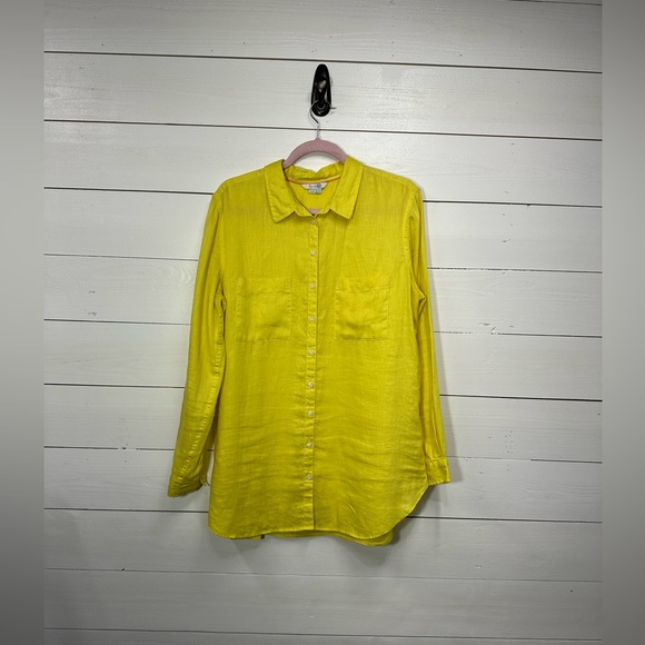 Boden • Large (12)• 100% Linen Blouse • Bright Yellow • Excellent - Picture 3 of 10
